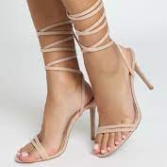 Billini Tessa Heels Blush MicroAnkle wrap 8 nude strappy lace up heels - Picture 1 of 11